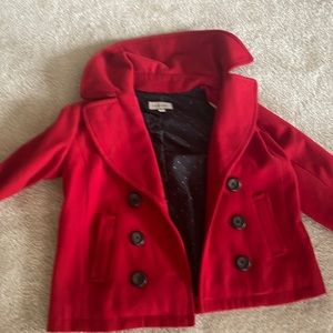 Short style red wool jacket